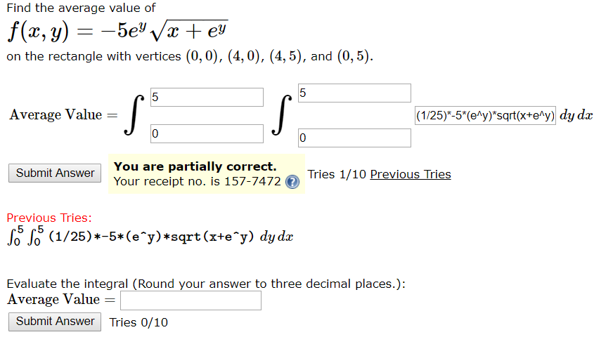 Solved Find The Average Value Of F X Y 509 Vx Ey O Chegg Com