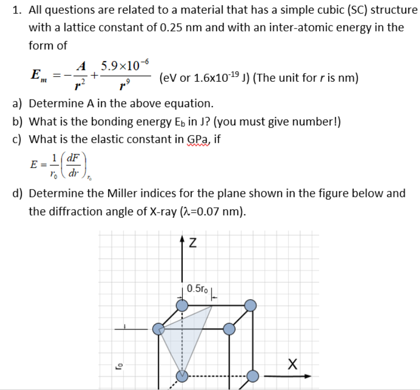 Solved 1. All questions are related to a material that has a 