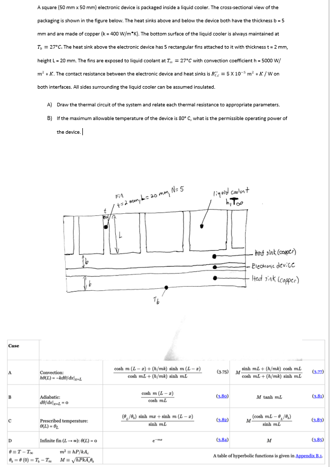 Solved A square (50 mm x 50 mm) electronic device is | Chegg.com