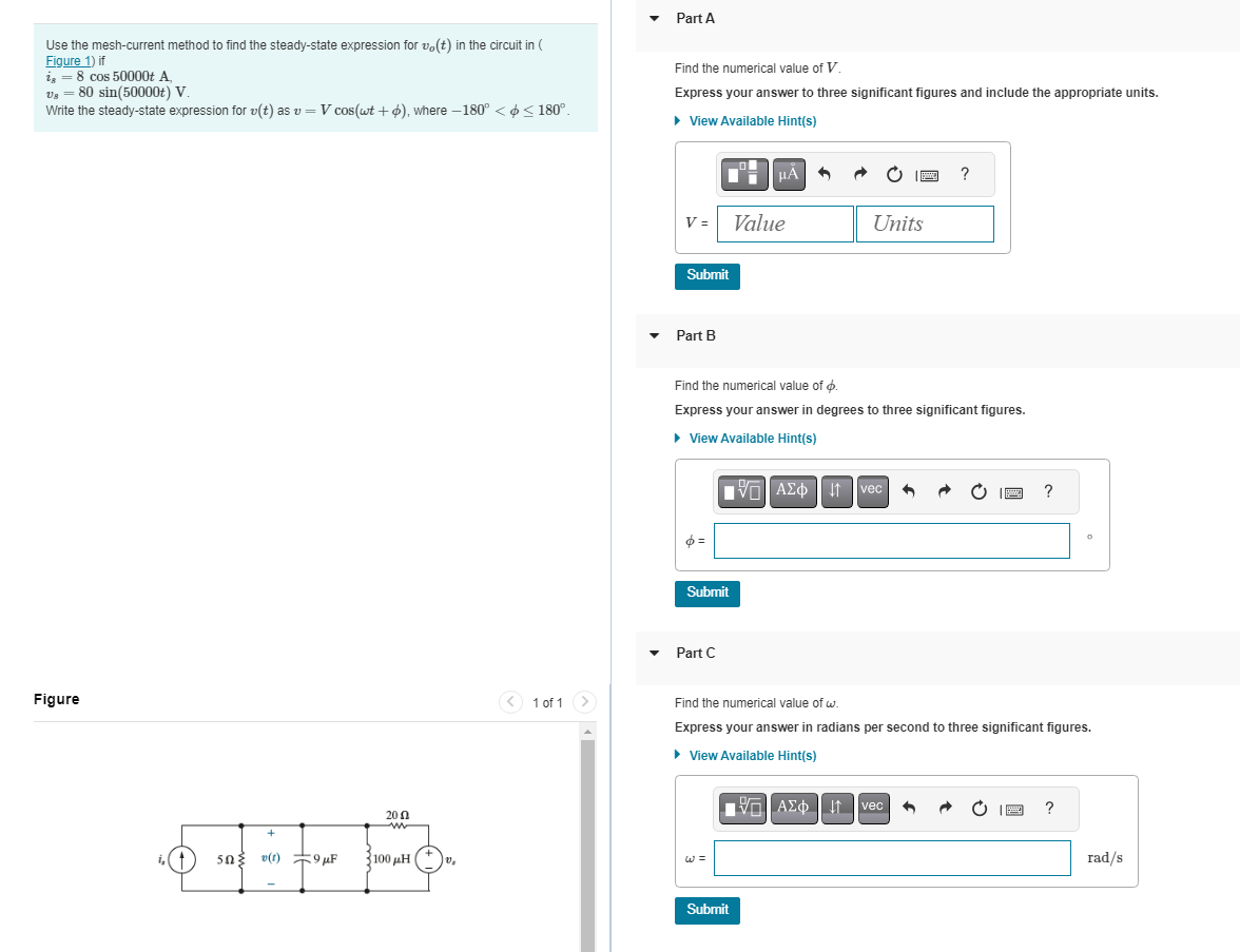 Solved Electrical EngineeringA,B,and C Please | Chegg.com