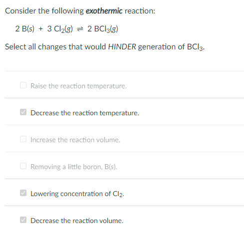 Solved Consider The Following Exothermic Reaction: 2 B(s) + | Chegg.com