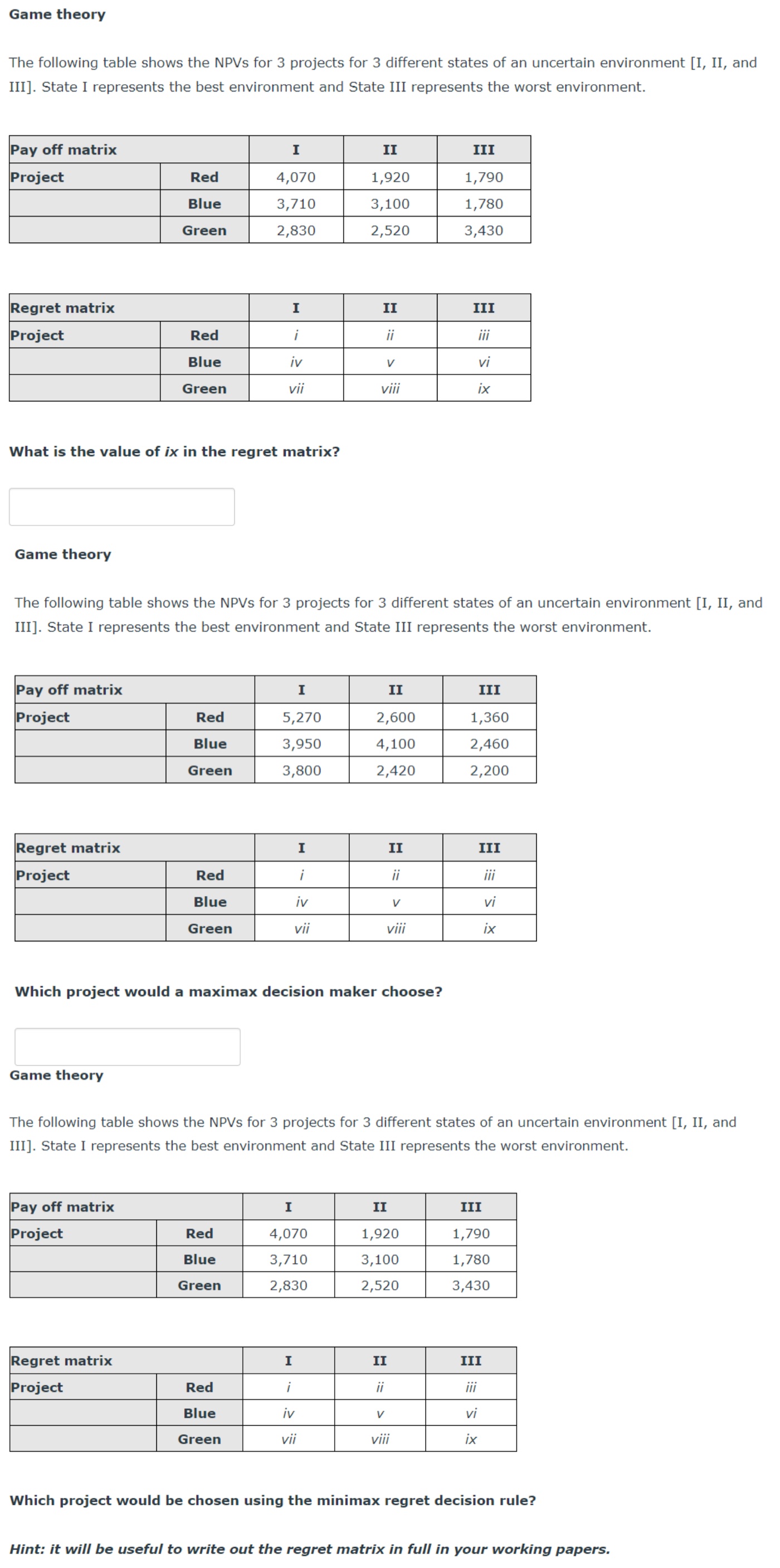 Solved These are the three sub-questions of the game theory. | Chegg.com