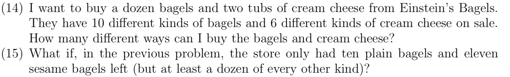 Solved (14) I want to buy a dozen bagels and two tubs of | Chegg.com