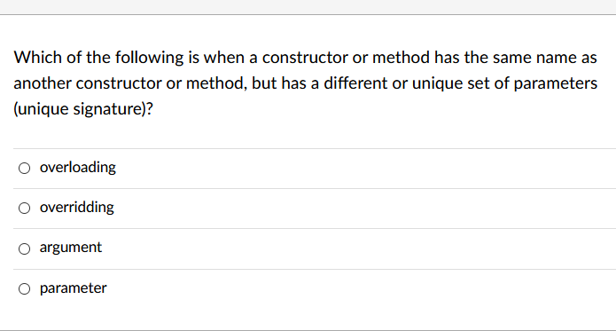 Solved Which of the following is when a constructor or | Chegg.com