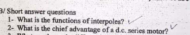 Solved B/ Short Answer Questions 1. What Is The Functions Of | Chegg.com