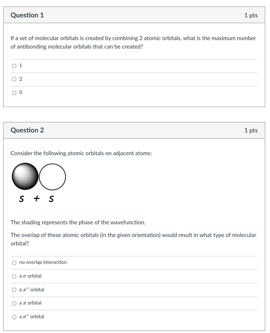 Solved Question 1 1 pts If a set of molecular orbitals is | Chegg.com