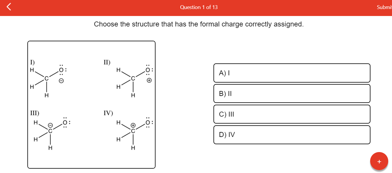 Solved Question 1 of 13 Submit Choose the structure that has | Chegg.com