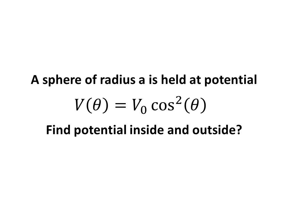 Solved A sphere of radius a is held at potential V(0) = V. | Chegg.com