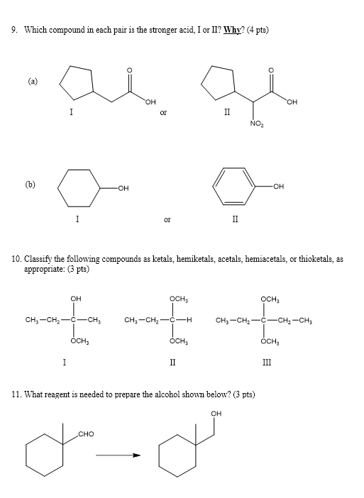 Solved 9. Which Compound In Each Pair Is The Stronger Acid. 