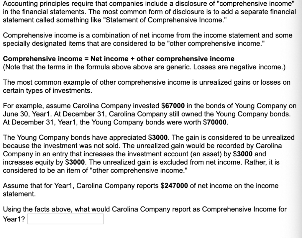 Other Comprehensive Income Statement, Example