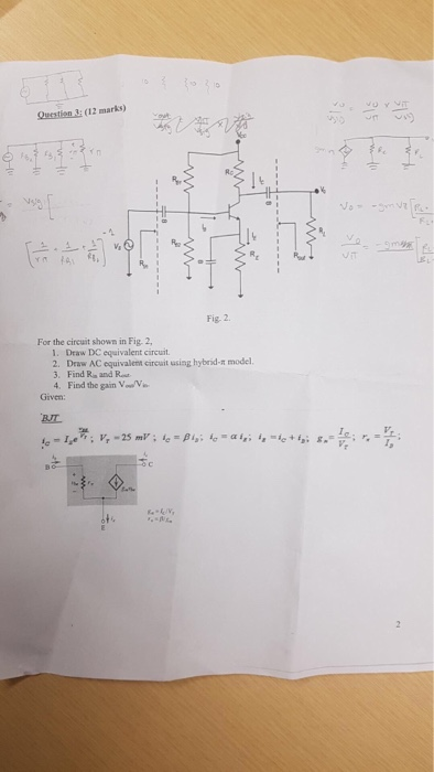Solved Question 3: (12 marks) Va Fig. 2 For the circuit | Chegg.com