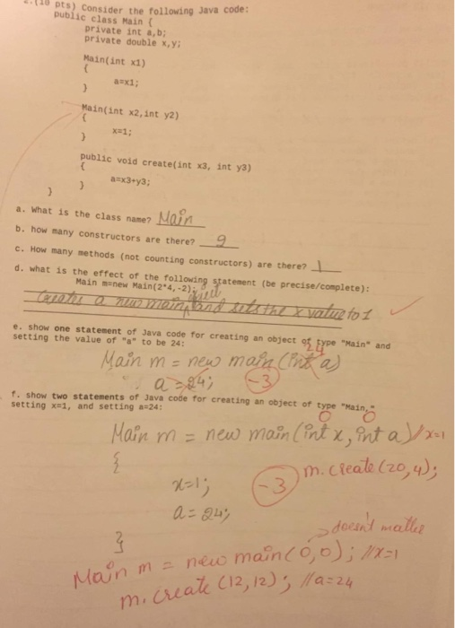 Solved 1110 pts) Consider the following Java code: public | Chegg.com