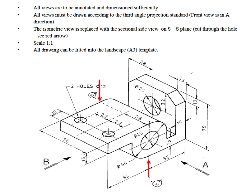 All views are to be annotated and dimensioned | Chegg.com