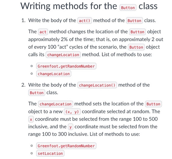 Solved Program is java based and uses greenfoot. The only | Chegg.com