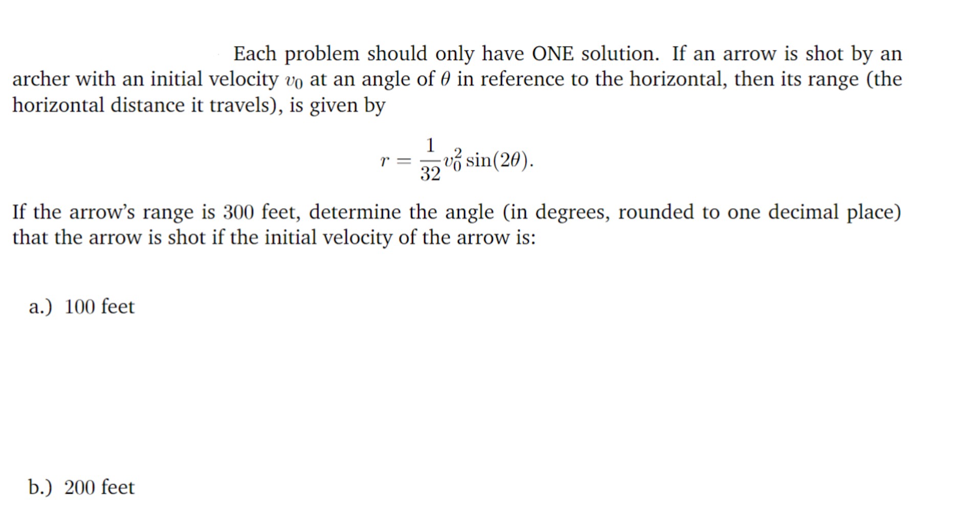 Solved Each problem should only have ONE solution. If an | Chegg.com