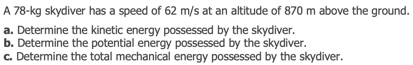 Solved A 78-kg Skydiver Has A Speed Of 62 M/s At An Altitude | Chegg.com