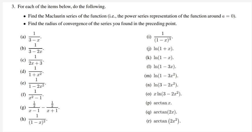 Solved 3. For each of the items below, do the following. • | Chegg.com