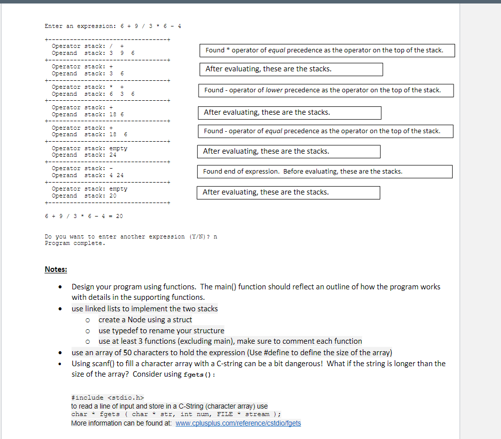 Solved Given an expression, write a C program that will | Chegg.com