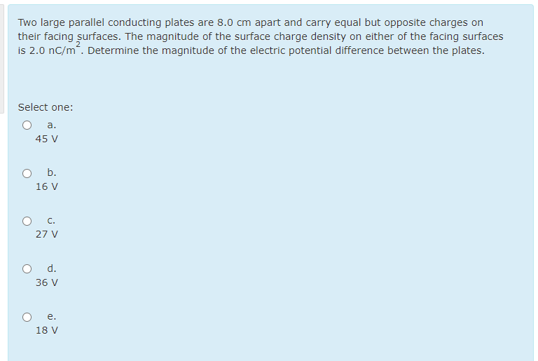 Solved Two large parallel conducting plates are 8.0 cm apart | Chegg.com