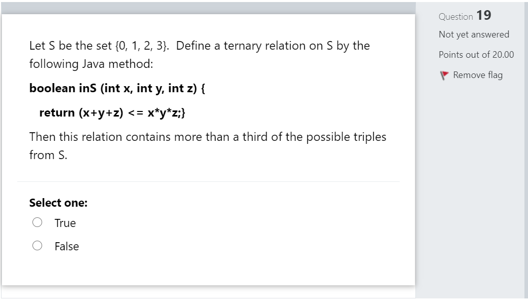 Solved Question 19 Not yet answered Points out of 20.00 | Chegg.com