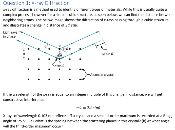 Solved Question 1: X-ray Diffraction X-ray Diffraction Is A | Chegg.com