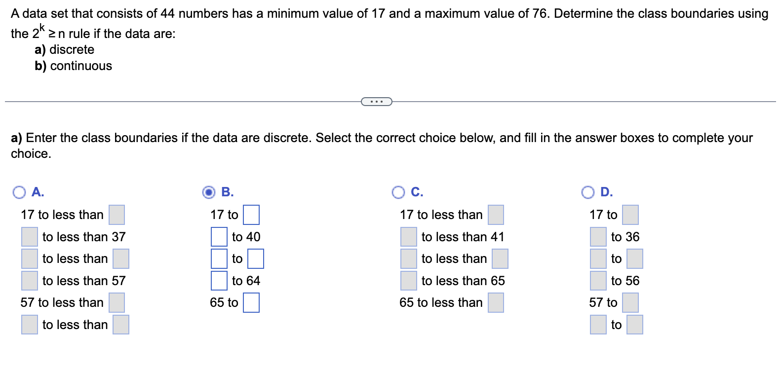 Solved A Data Set That Consists Of 44 Numbers Has A Minimum | Chegg.com