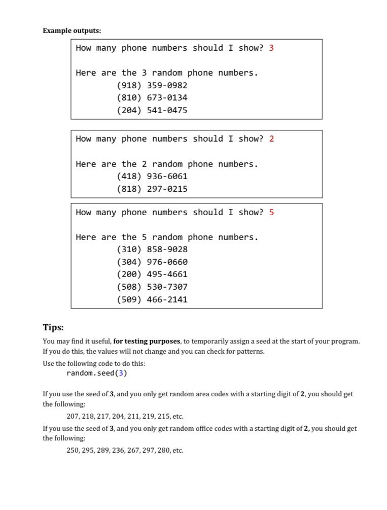 Solved Assignment 4: Phone Number Maker Application In this | Chegg.com