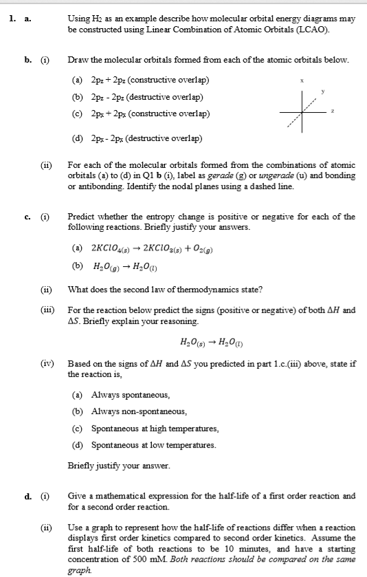 Solved 1. a. Using H2 as an example describe how molecular | Chegg.com