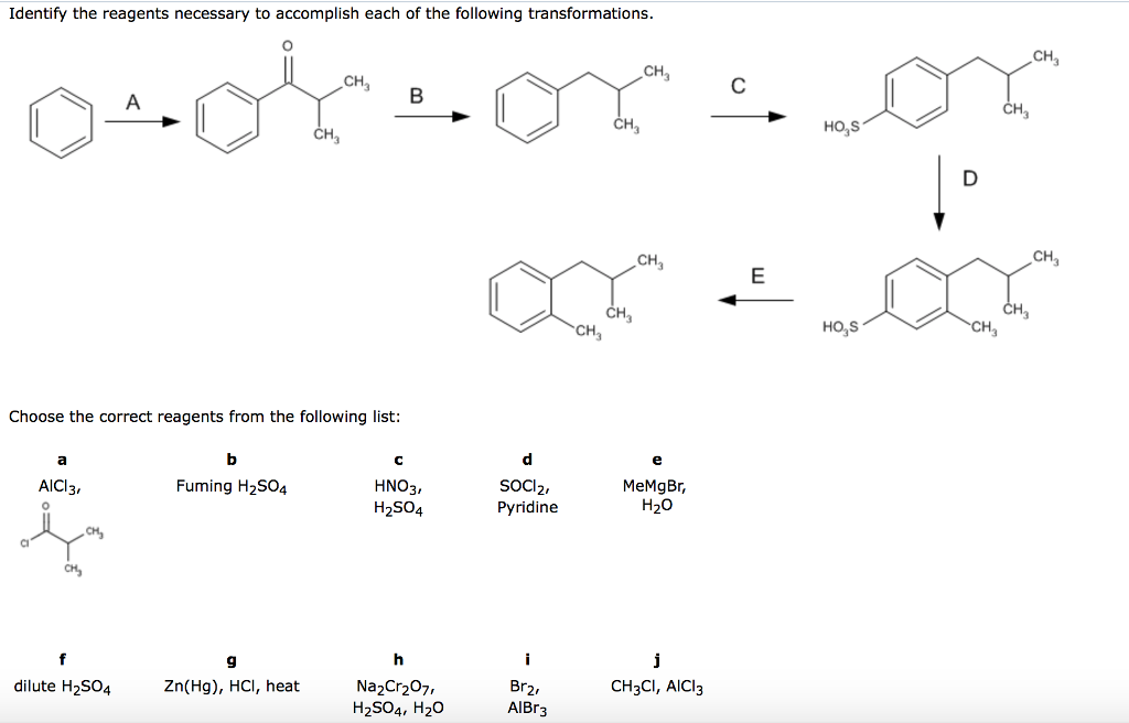 Solved Identify the reagents necessary to accomplish each of | Chegg.com