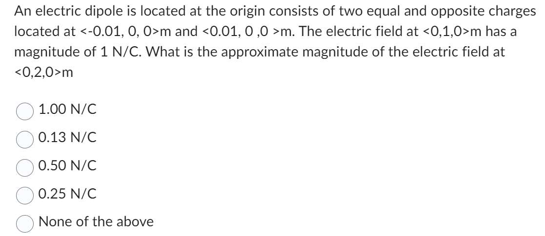 Solved An electric dipole is located at the origin consists | Chegg.com