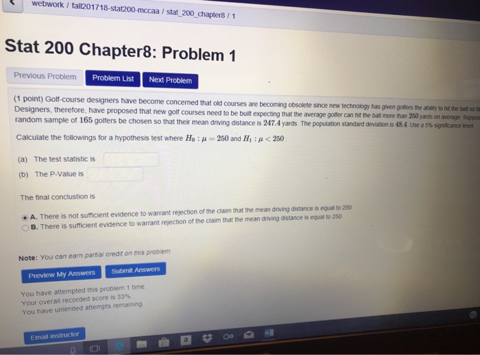 Solved webwork / fall201718 Stat 200 Chapter8: Problem 1 | Chegg.com