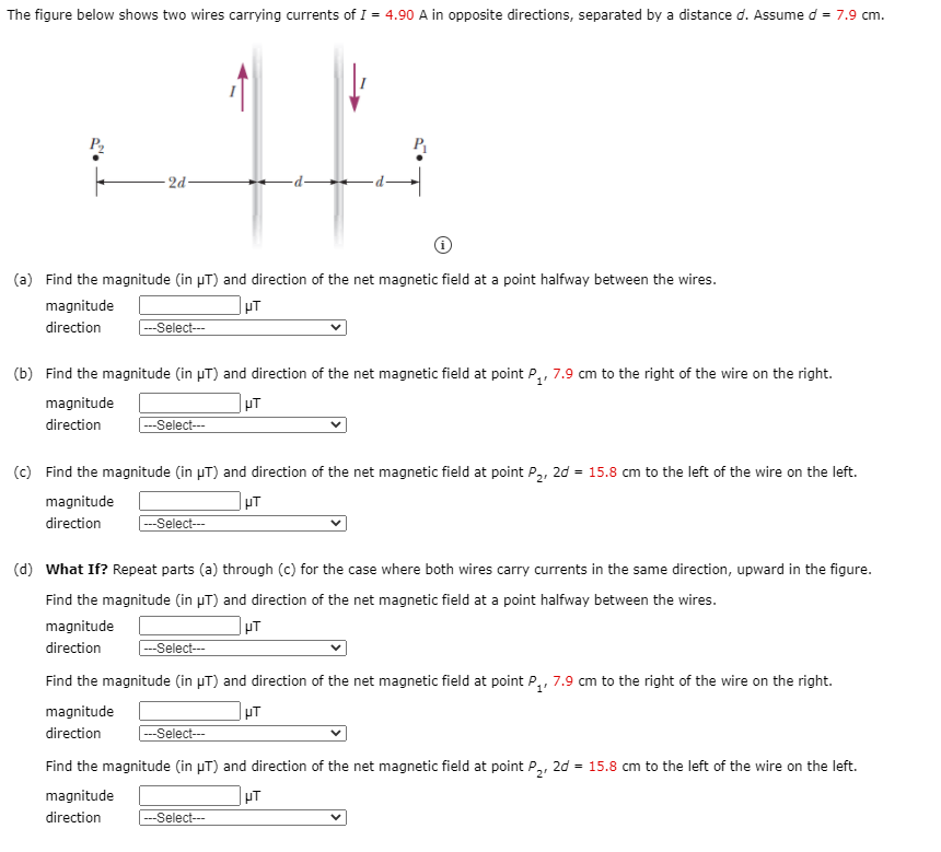 Solved The Figure Below Shows Two Wires Carrying Currents Of | Chegg.com