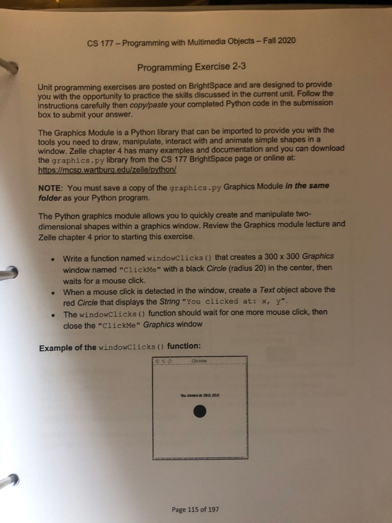 CS 177 - Programming with Multimedia Objects - Fall | Chegg.com