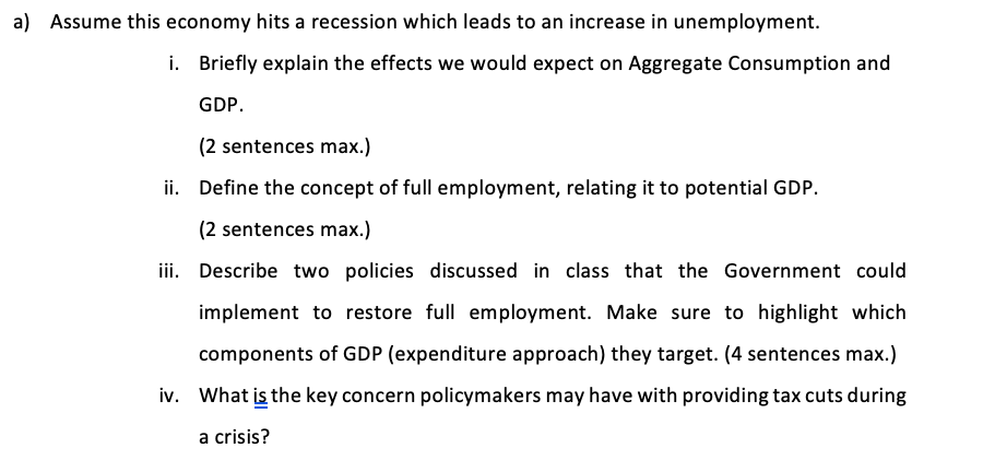 Gdp Di Consumption Investment Net Exports Chegg Com