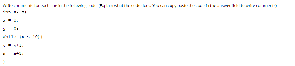 Solved Write comments for each line in the following code: | Chegg.com