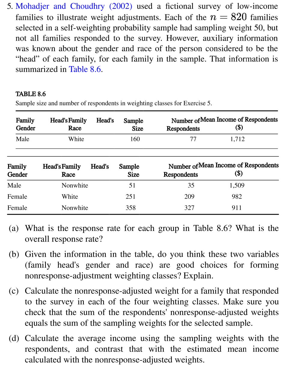 Solved 5. Mohadjer and Choudhry (2002) used a fictional