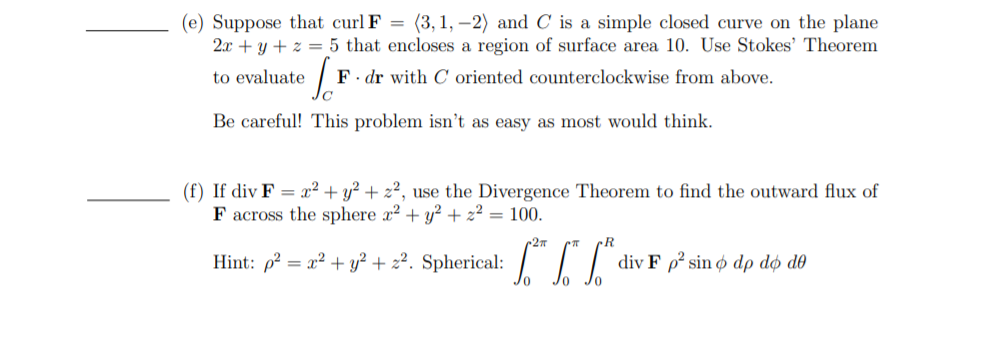 Solved (e) Suppose that curl F = (3,1, -2) and C is a simple | Chegg.com