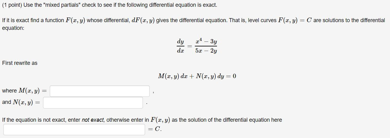Solved (1 point) Use the 