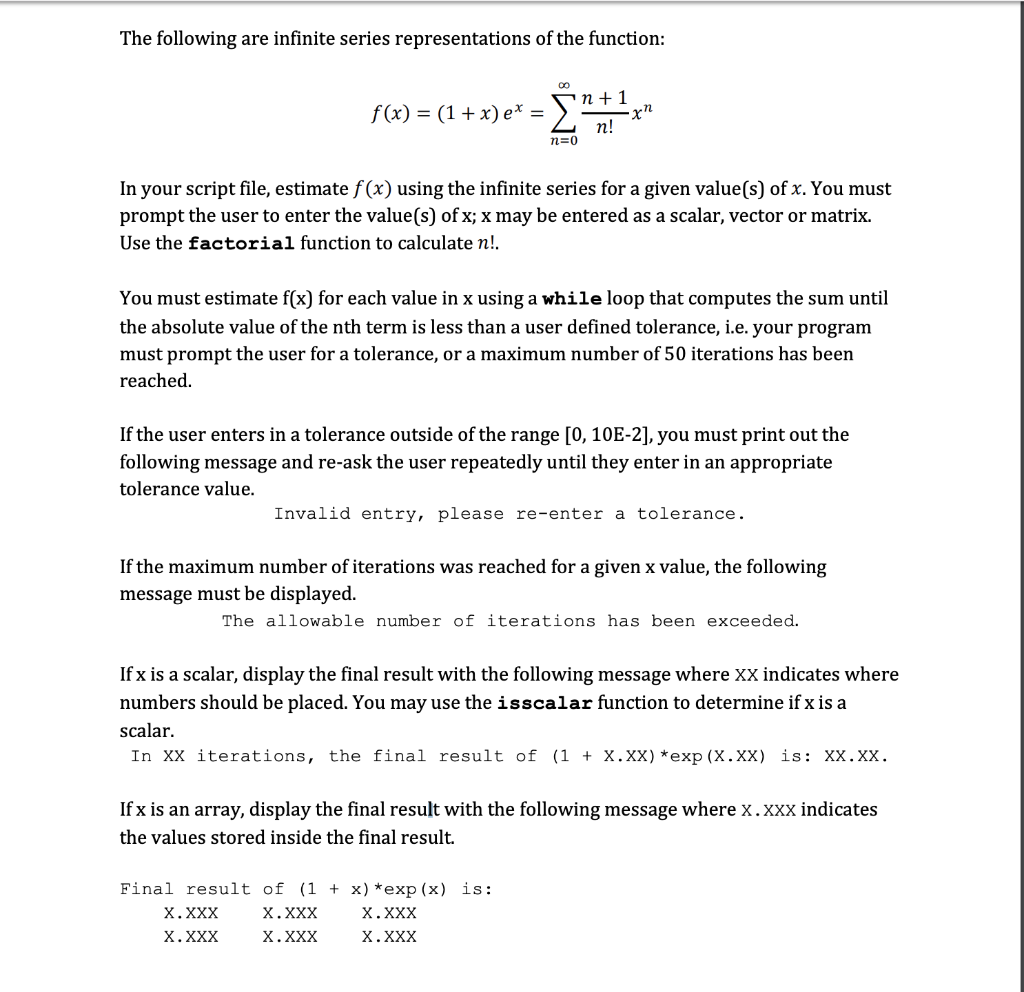 Solved The following are infinite series representations of | Chegg.com