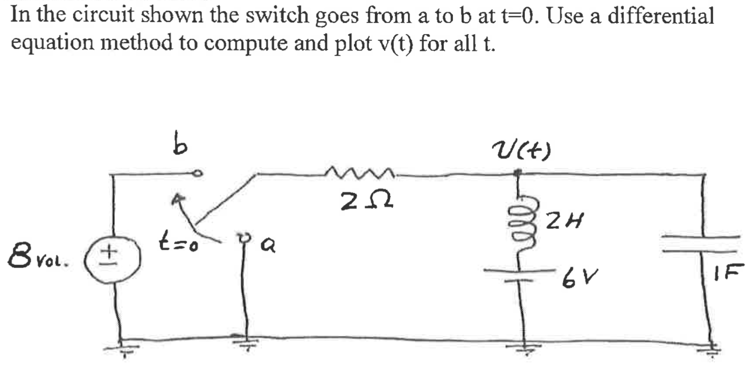 Solved In The Circuit Shown The Switch Goes From A To B At | Chegg.com