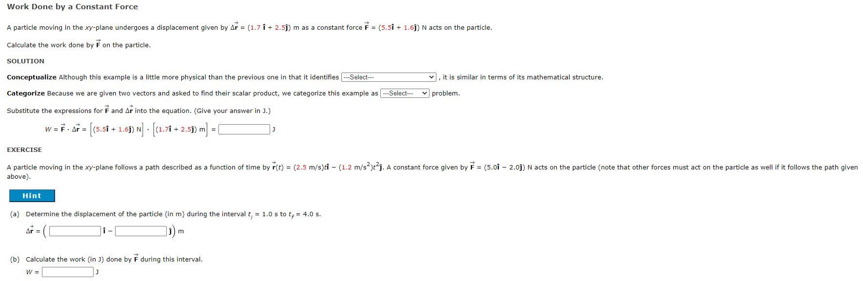Solved Work Done by a Constant Force A particle moving in | Chegg.com