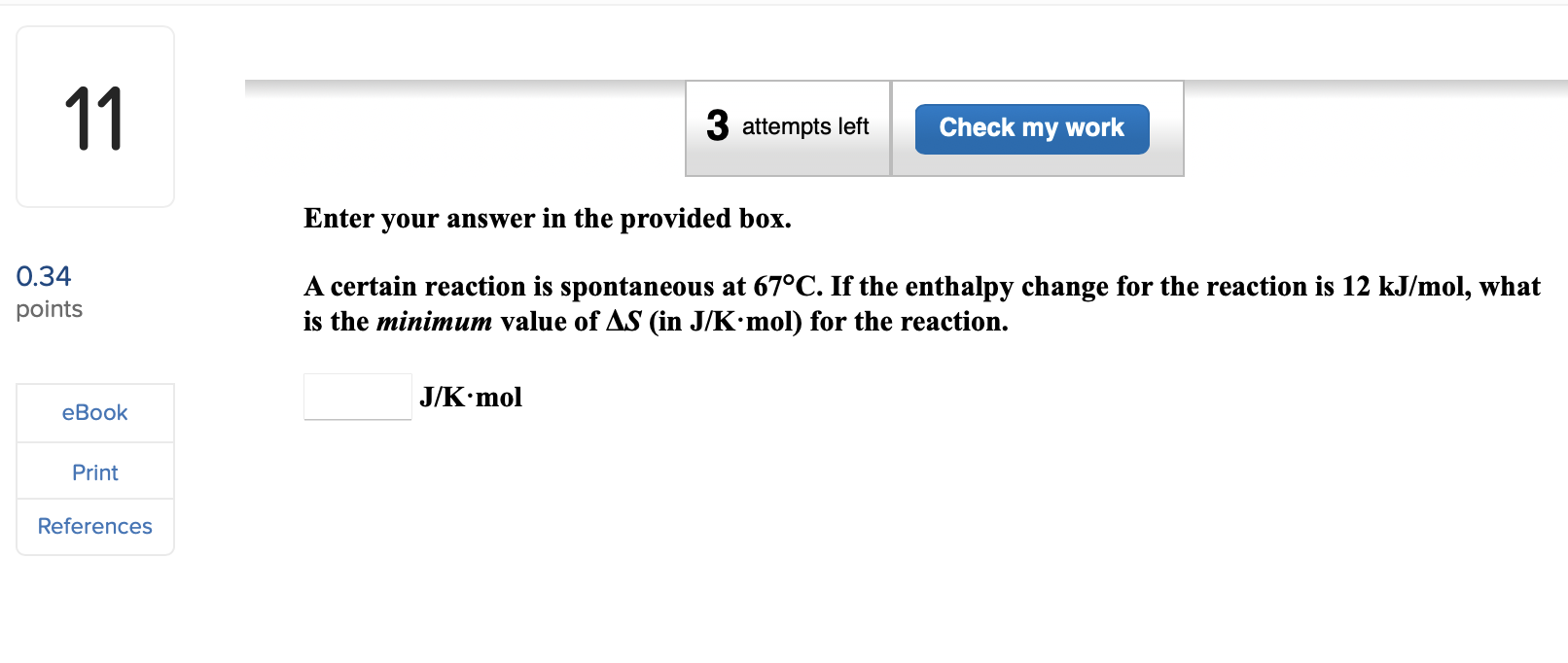 Solved 11 3 attempts left Check my work Enter your answer in | Chegg.com