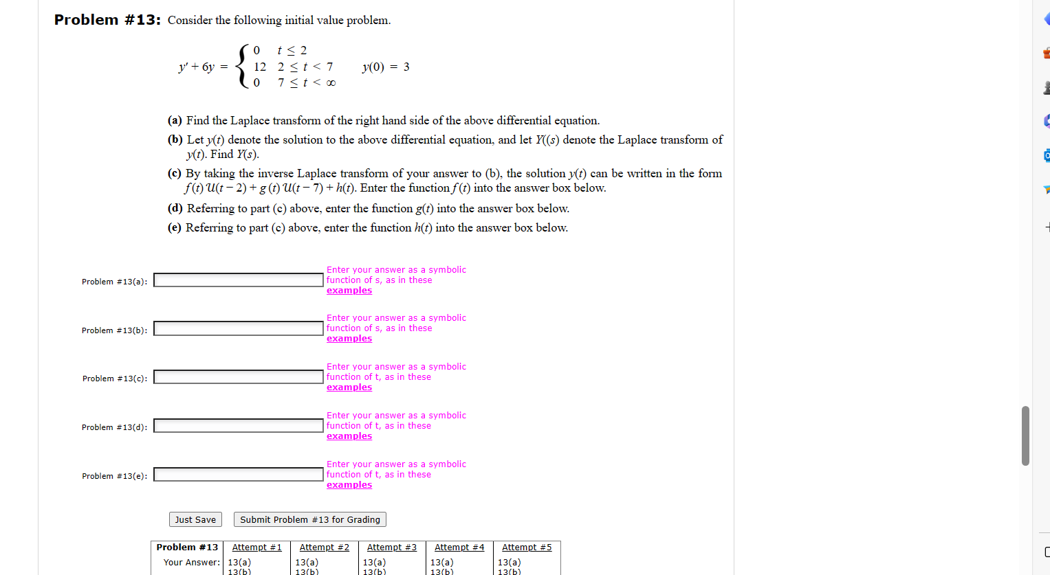 Solved Problem # 13: Consider The Following Initial Value | Chegg.com