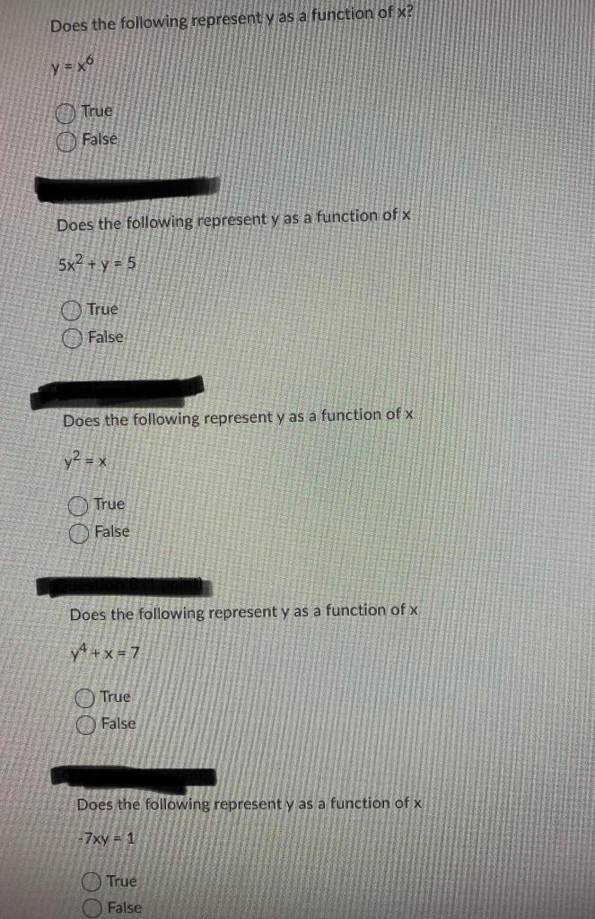 Solved Does the following represent y as a function of x? y | Chegg.com