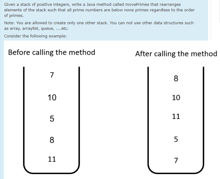 Solved Given a stack of positive integers, write a Java | Chegg.com