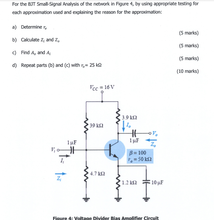 Solved For the BJT Small-Signal Analysis of the network in | Chegg.com
