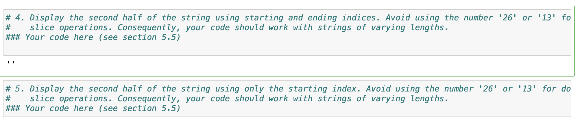 Solved Create a string called alphabet containing | Chegg.com