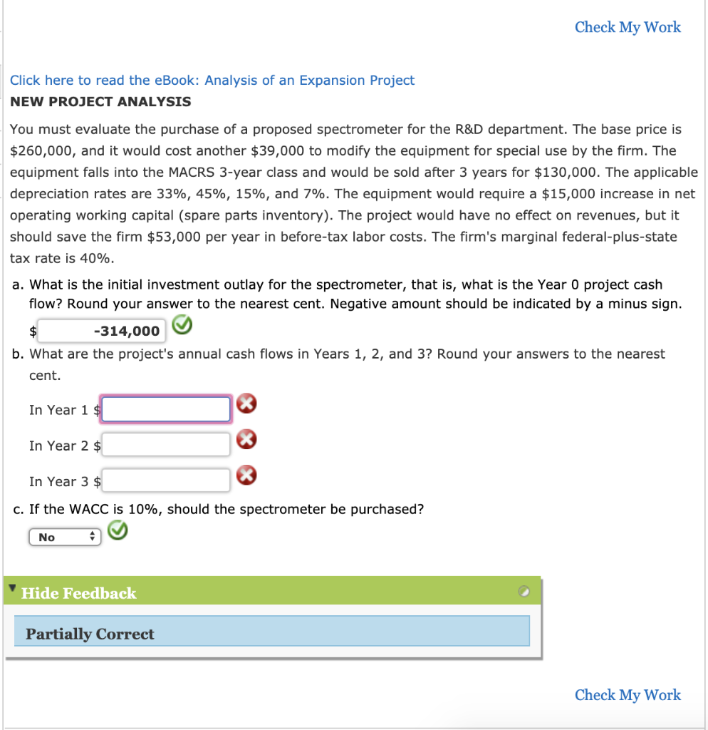 Solved Check My Work Click here to read the eBook: Analysis | Chegg.com