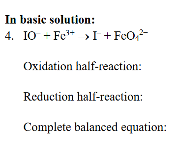 Solved In acidic solution: 1. PbO2+I2→Pb2++IO3− Oxidation | Chegg.com