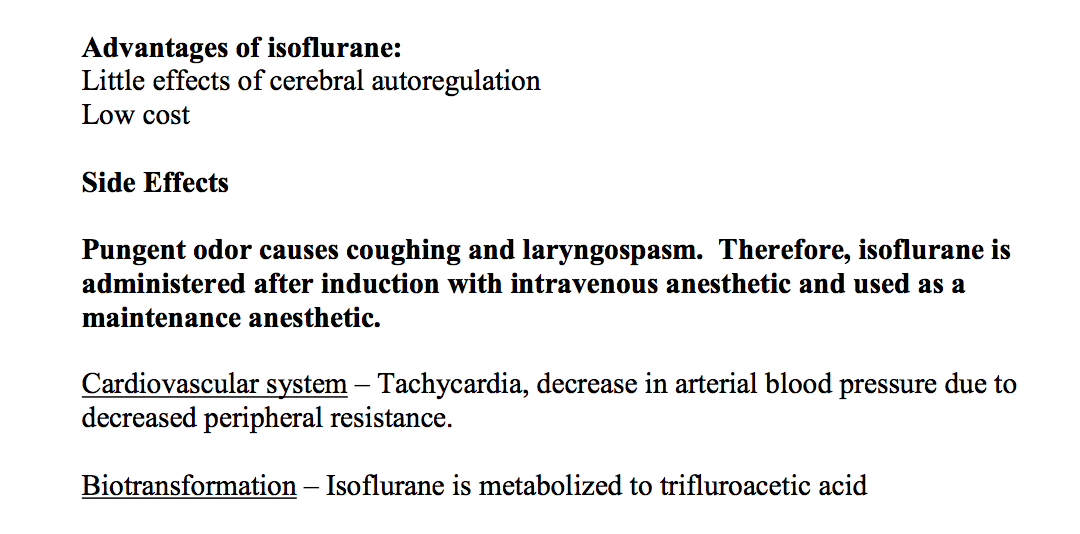 side effects of isoflurane